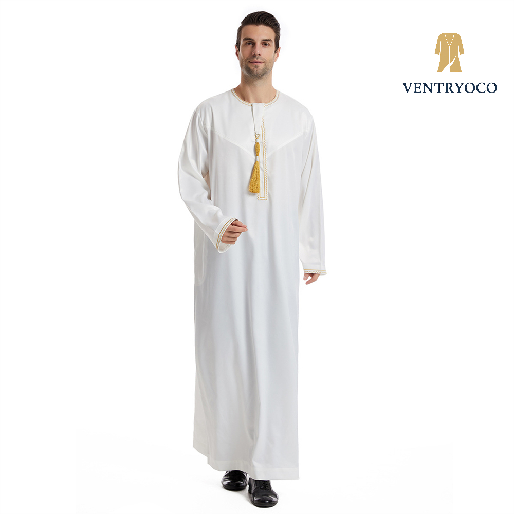 Men's Long Sleeve Islamic Thobe – Traditional Muslim Robe for Prayer, Eid, Ramadan & Daily Wear