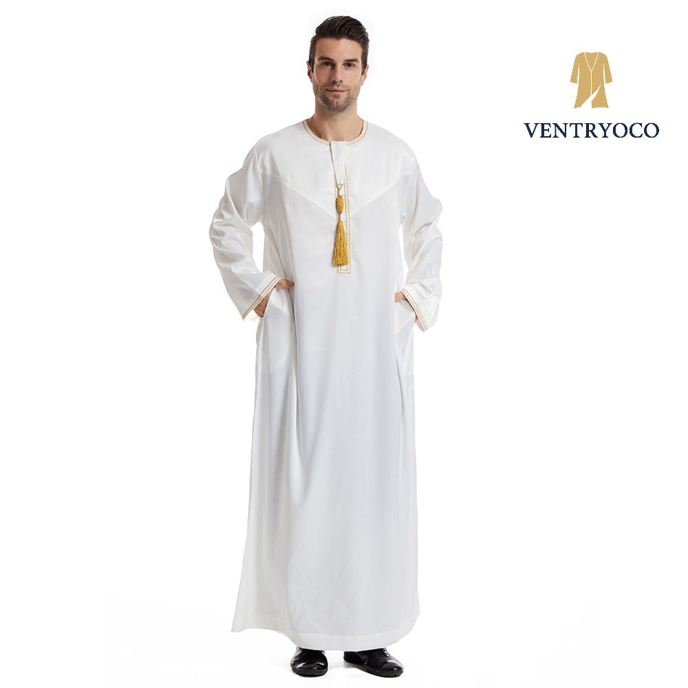 Men's Long Sleeve Islamic Thobe – Traditional Muslim Robe for Prayer, Eid, Ramadan & Daily Wear
