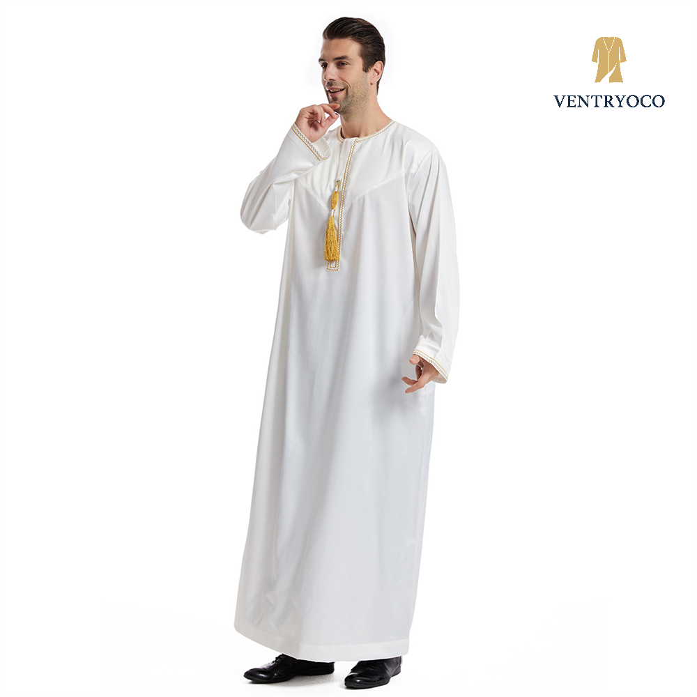Men's Long Sleeve Islamic Thobe – Traditional Muslim Robe for Prayer, Eid, Ramadan & Daily Wear
