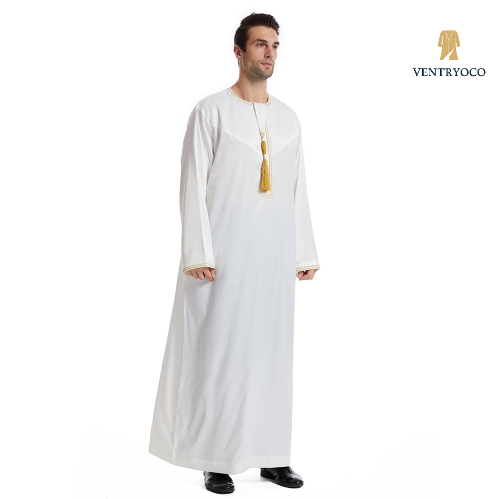 Men's Long Sleeve Islamic Thobe – Traditional Muslim Robe for Prayer, Eid, Ramadan & Daily Wear