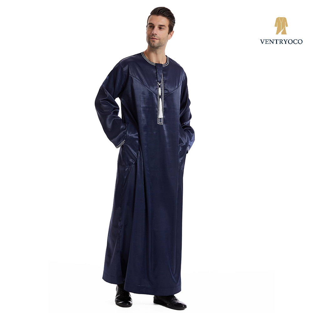 Men's Long Sleeve Islamic Thobe – Traditional Muslim Robe for Prayer, Eid, Ramadan & Daily Wear