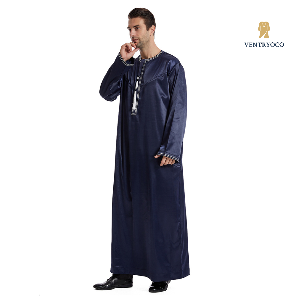 Men's Long Sleeve Islamic Thobe – Traditional Muslim Robe for Prayer, Eid, Ramadan & Daily Wear
