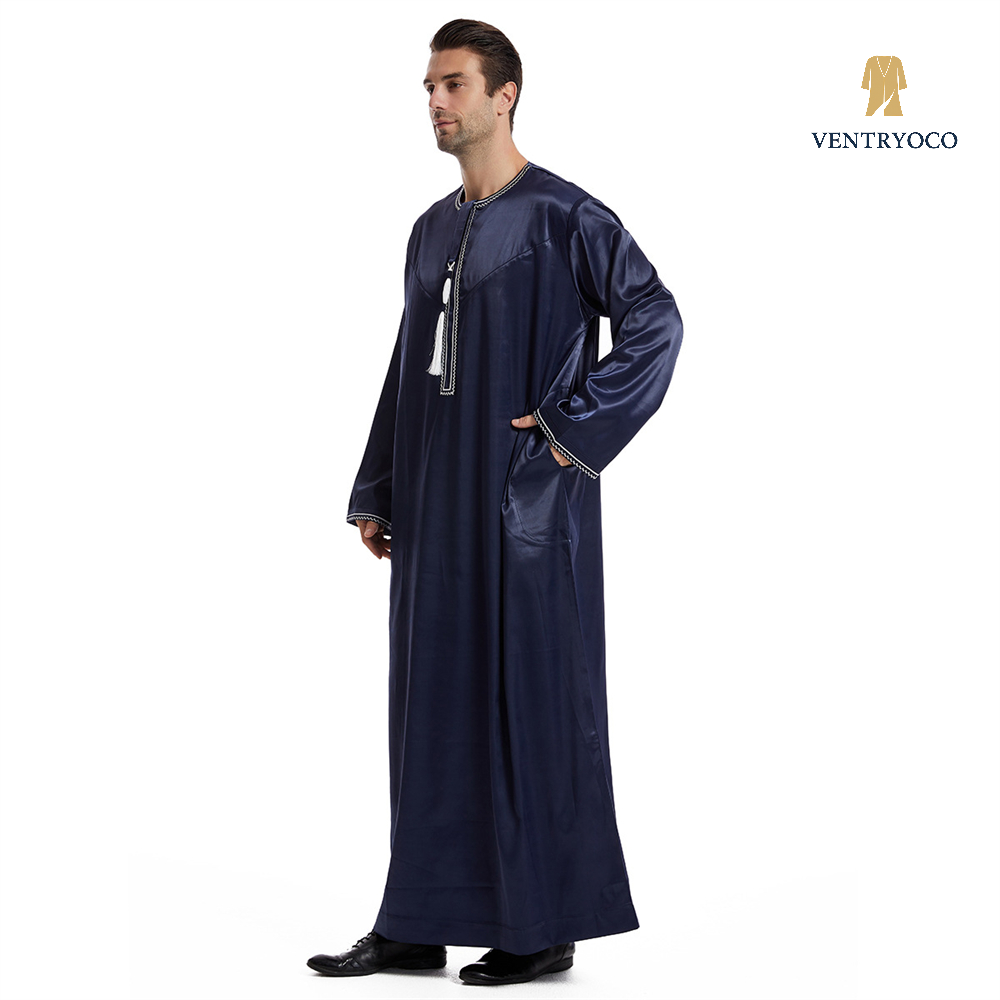 Men's Long Sleeve Islamic Thobe – Traditional Muslim Robe for Prayer, Eid, Ramadan & Daily Wear