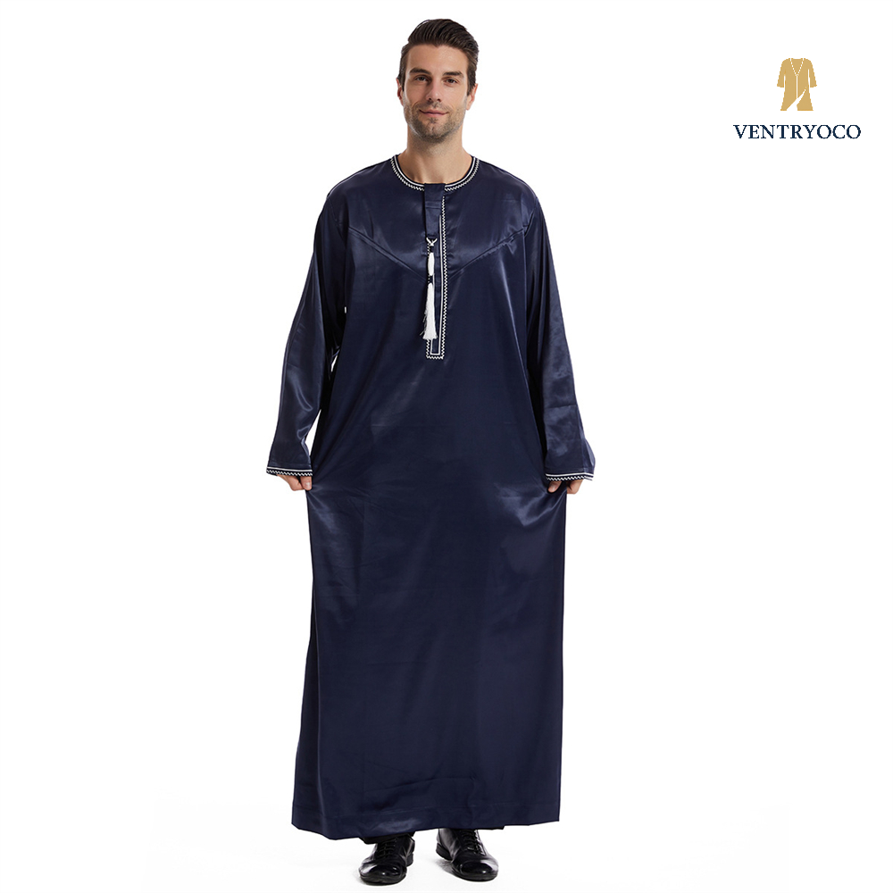 Men's Long Sleeve Islamic Thobe – Traditional Muslim Robe for Prayer, Eid, Ramadan & Daily Wear
