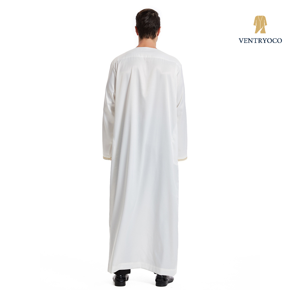 Men's Long Sleeve Islamic Thobe – Traditional Muslim Robe for Prayer, Eid, Ramadan & Daily Wear