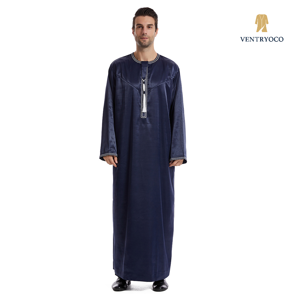 Men's Long Sleeve Islamic Thobe – Traditional Muslim Robe for Prayer, Eid, Ramadan & Daily Wear